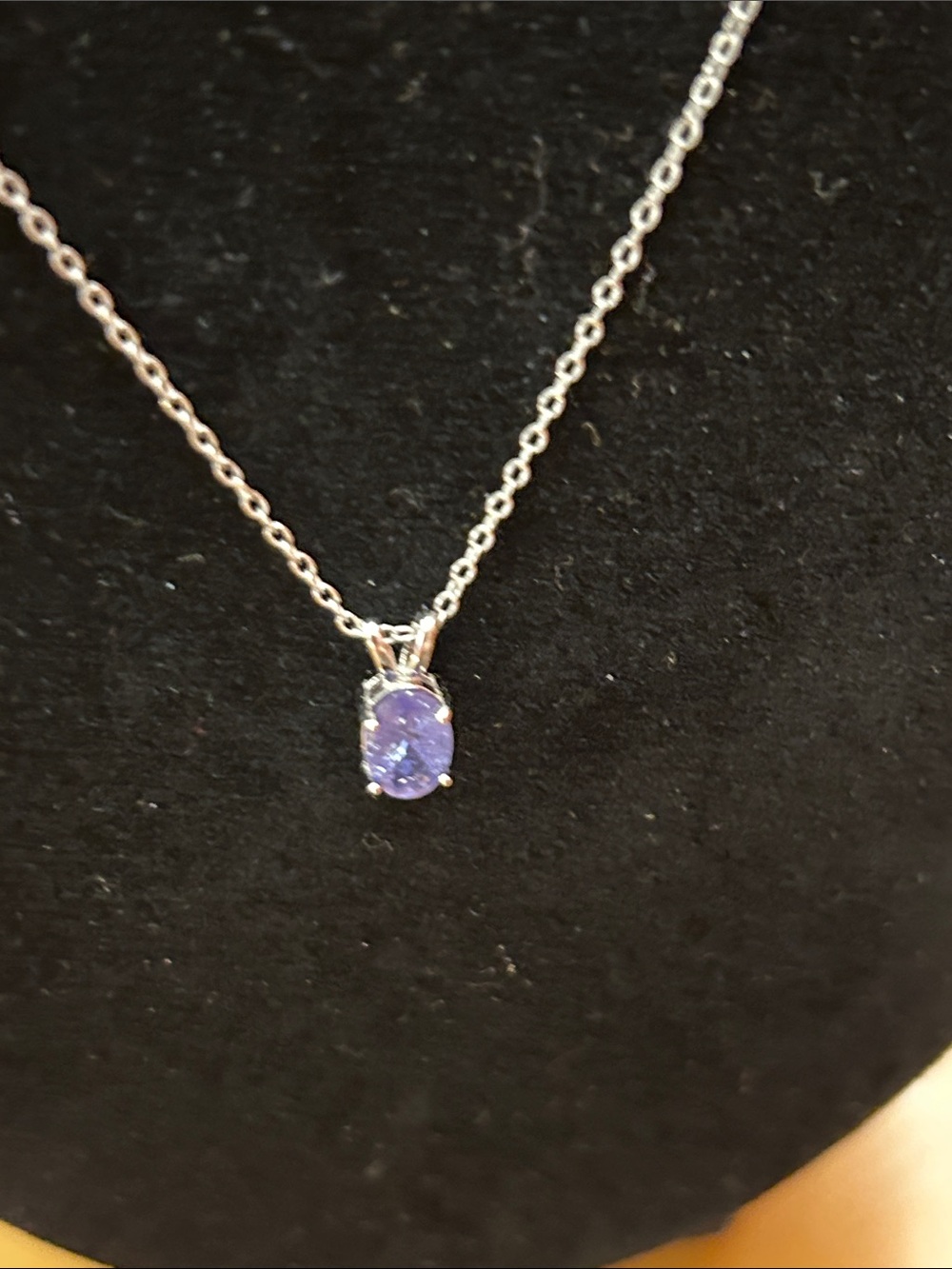 Sterling Silver Necklace with Tanzanite Oval Gem Pendant 18” chain